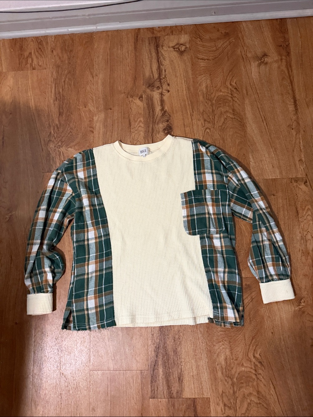 BKE Plaid Stitch Top